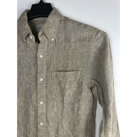 J. Crew 2025 Baird Mcnutt Irish Linen Button Down Shirt Brown BE559 Men's XS - Picture 4 of 11
